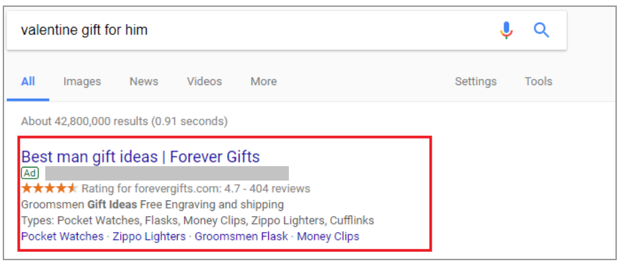 valentine adwords